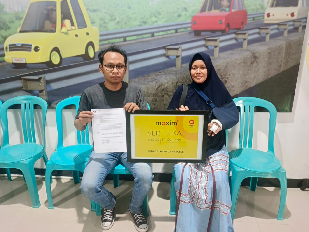 ​Seorang Pengguna Maxim Di Semarang Terima Santunan Pengobatan Rp14,000,000 dari YPSSI