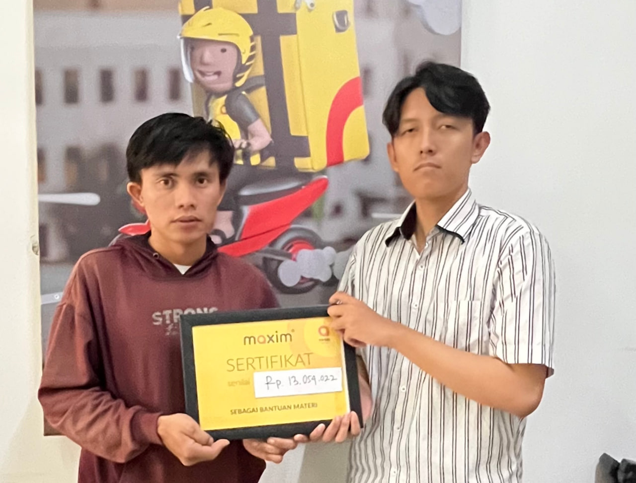​Seorang Pengemudi Maxim Di Bandar Lampung Terima Santunan Pengobatan Rp13,000,000 dari YPSSI